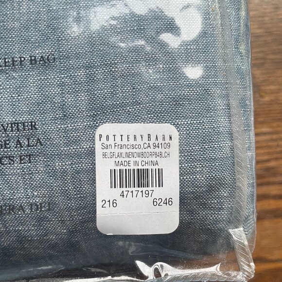Pottery Barn Classic Belgian Flax Linen Curtain w/ Blackout Lining Blue Chambray - Picture 6 of 8
